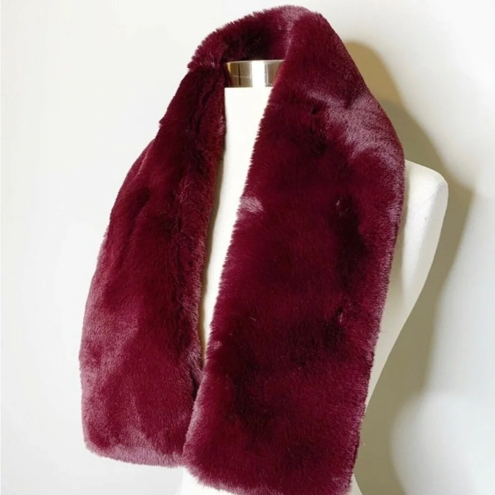 NEW INC Maroon Wild Faux Fur Stole One Size Wine Burgundy International Concepts - Picture 6 of 6